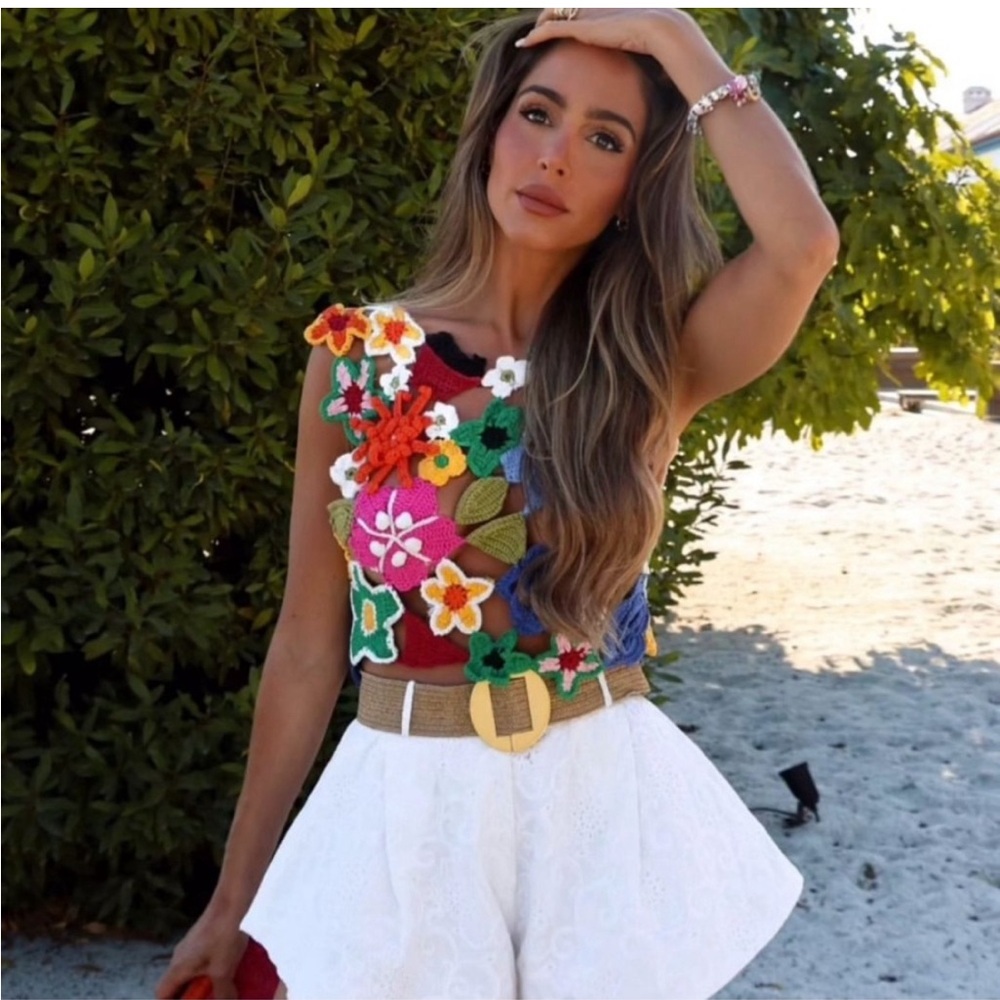 NWT Zara Floral Crochet Crop Top - Picture 1 of 16